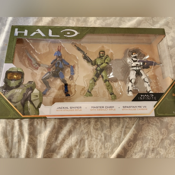 Halo Infinite 3 Figure Pack – Master Chief Jackal Sniper Spartan MK VII 3.75" - Picture 1 of 3
